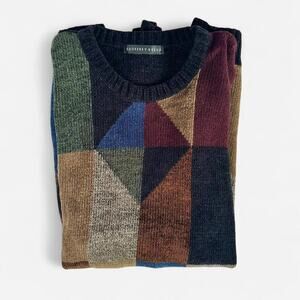 Vintage style geoffrey beene colorblock knit sweater